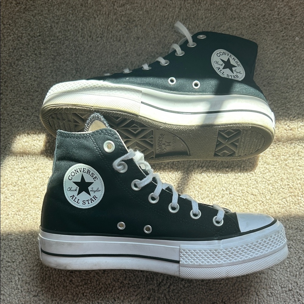 Converse Classic Black and White High-Tops PLATFORMS